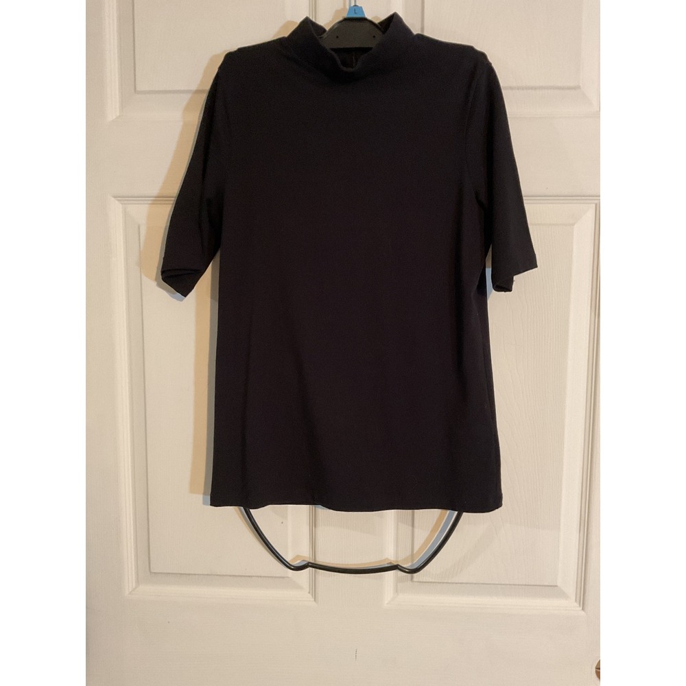 Halogen Womens Black Mock Neck Elbow Sleeve Knit Top Size S HA353425MI
